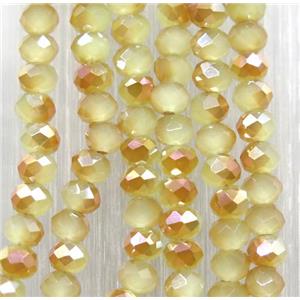 chinese Jadeite Glass beads, faceted rondelle, approx 2.5x3mm, 150 pcs per st