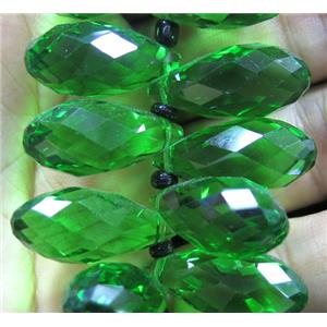 Chinese crystal glass bead, faceted teardrop, approx 12x25mm, 100pcs per st