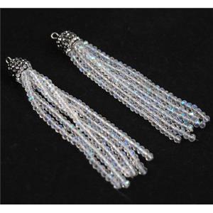 handmade tassel pendant with chinese crystal glass bead, approx 90mm length