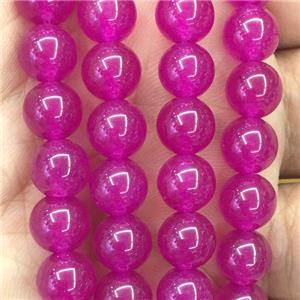 hotpink Malaysia Jade beads, round, approx 4mm dia