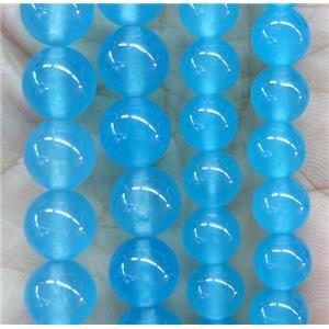 round jade stone beads, dye, sky blue, approx 12mm dia