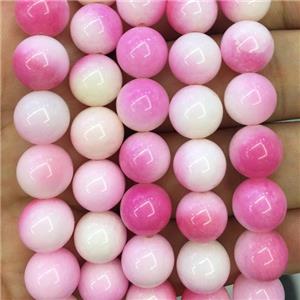 round Malaysia Jade beads, pink, approx 12mm dia