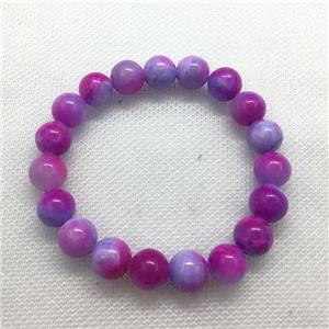 Stretch Jade bracelet, round, dye, approx 8mm dia, 22pcs per st