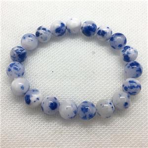 Stretch Jade bracelet, round, dye, approx 8mm dia, 22pcs per st