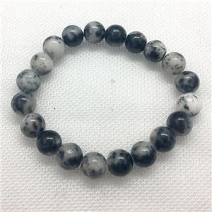 Stretch Jade bracelet, round, dye, approx 6mm, 28pcs per st