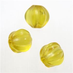 yellow lampwork glass beads, Pumpkin, approx 10mm dia