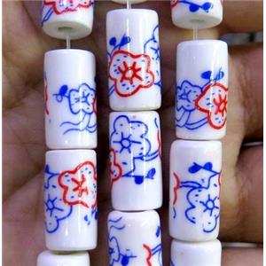 Porcelain beads, tube, approx 8x16mm, 20pcs per st