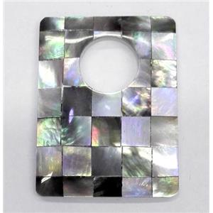 Paua Abalone shell pendant, rectangle, approx 30x40mm