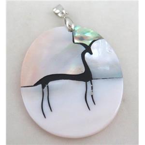 Paua Abalone shell pendant, approx 43x53mm