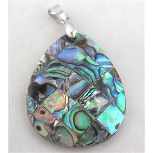 Paua Abalone shell pendant, approx 30x40mm