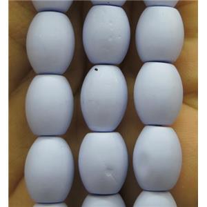 matte pearlized shell beads, barrel, gray purple, approx 9x13mm