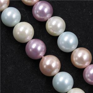 round Pearlized Shell Beads, mixed color, approx 10mm dia