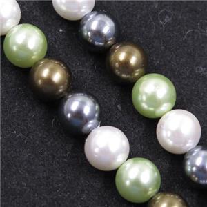 round Pearlized Shell Beads, mixed color, approx 8mm dia
