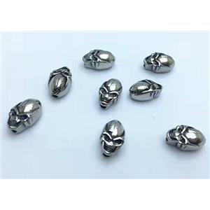 stainless steel skull beads, Antique silver, approx 10-12mm
