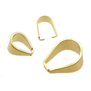 stainless steel Pinch Bail, gold plated, approx 8x10mm