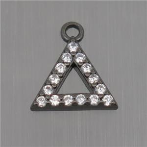 Sterling Silver triangle pendant paved zircon, black plated, approx 8mm