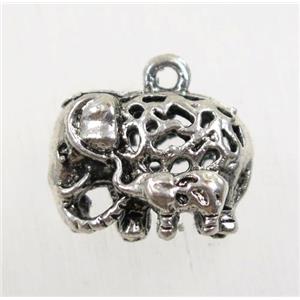 tibetan silver elephant pendant, non-nickel, approx 12x16mm
