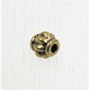 tibetan silver zinc beads, non-nickel, antique gold, approx 4mm dia