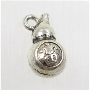 tibetan silver gourd pendant, non-nickel, approx 8.5x15mm