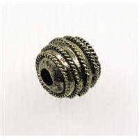 tibetan silver beads, zinc, non-nickel, antique bronze, approx 10x11mm
