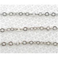 copper chain, flat, platinum plated, approx 2x2.5mm