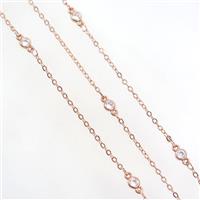 copper chain with zircon, rose gold, approx 4mm