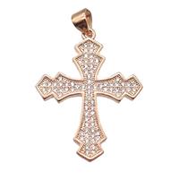 copper cross pendant paved zircon, rose gold, approx 22-26mm