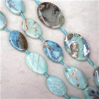 Agate beads, freeform, turq blue, approx 30-40mm, 7pcs per st