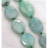 green Amazonite beads, faceted freeform, approx 20-30mm