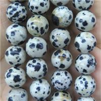 black spotted dalmatian Jasper beads round smooth, approx 12mm dia