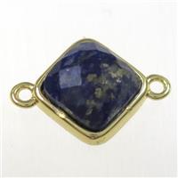 lapis lazuli connector, gold plated, approx 10x10mm