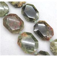 green Garnet slice bead, faceted freeform, approx 25-55mm