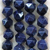 faceted round Blue SandStone beads ball, approx 8mm dia