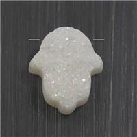 white AB-color Druzy Agate Hamsahand pendant, approx 11-13mm