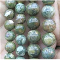 round Rhyolite Beads, green, approx 12mm dia