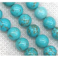 Chinese Hubei Turquoise Beads, round, blue, approx 8mm dia