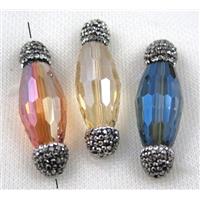Chinese crystal glass spacer bead paved rhinestone, faceted Rice, approx 15-45mm