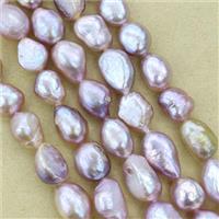 purple Freshwater Pearl beads, freeform, approx 9-10mm
