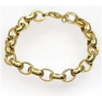 Stainless Steel Bracelet, gold plated, approx 10x13mm, 20cm length