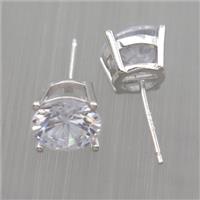 Sterling Silver earring paved zircon, approx 8mm dia
