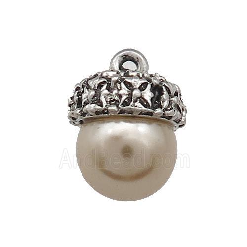 Tibetan Style Zinc Pendant Pave Pearlized Shell Antique Silver