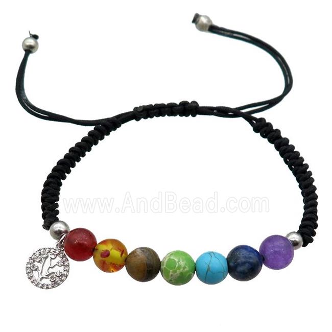 Gemstone Chakra Bracelet, adjustable