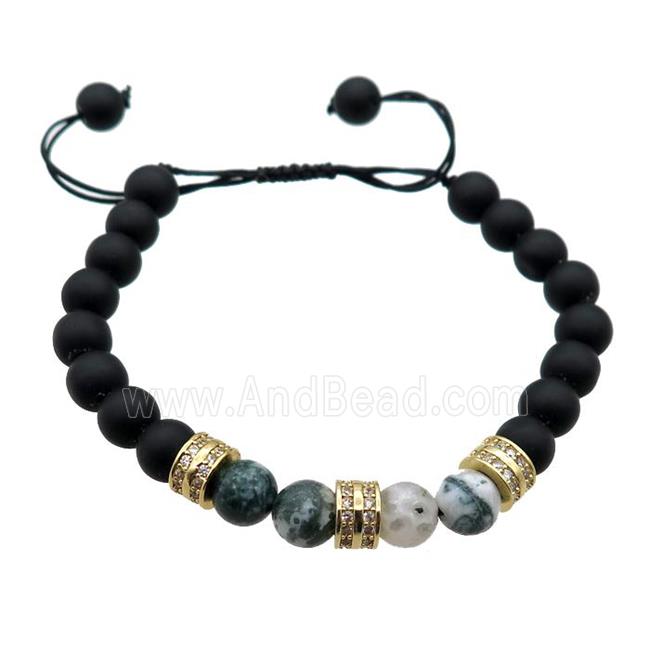 black matte onyx agate bracelet, adjustable
