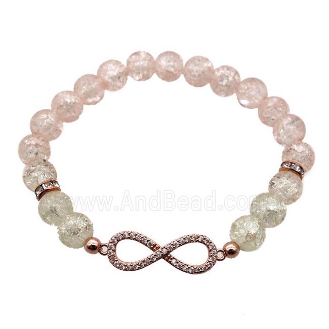 Crackle Crystal Bracelet with infinity, stretchy