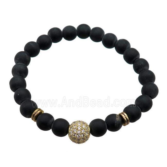 black matte Onyx Agate Bracelet, stretchy