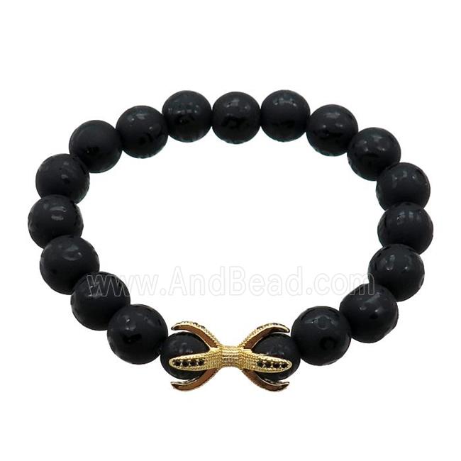 black Onyx Agate Bracelet, stretchy