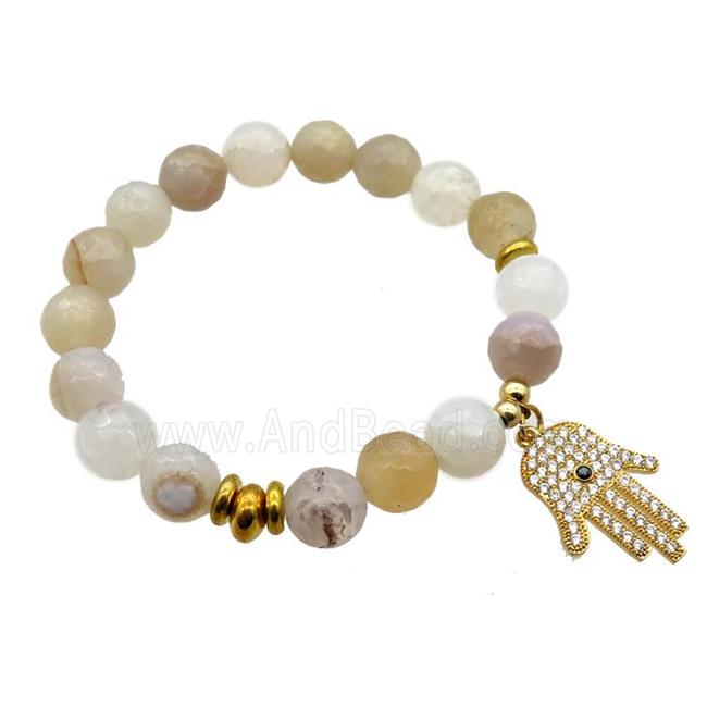 agate bracelets with hamsahand, stretchy