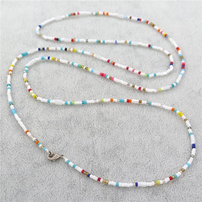Glass Seed Beaded Necklace, multicolor