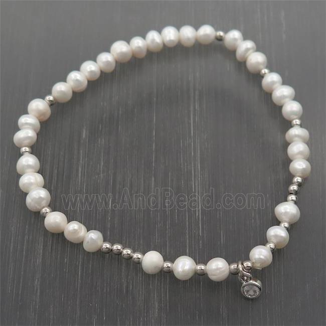white Pearl Bracelet, stretchy