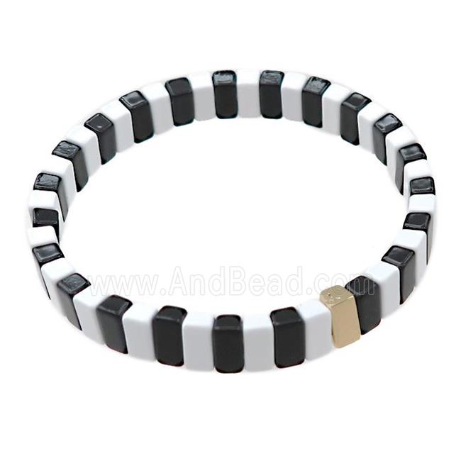 alloy Bracelets, enameled, stretchy